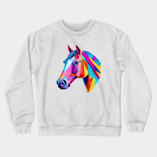 Horse Head in Colorful Colors Crewneck Sweatshirt by FunkyColorShop